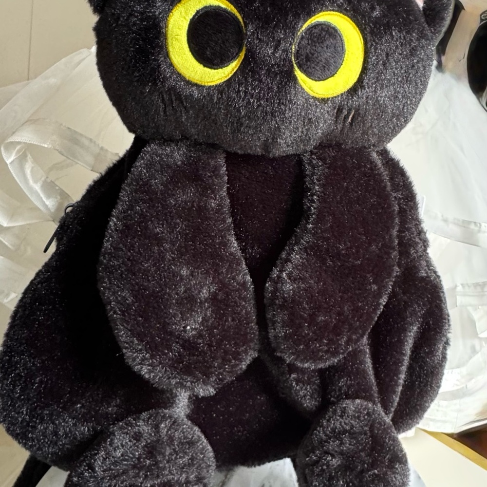 Plush Black Choco Cat Backpack